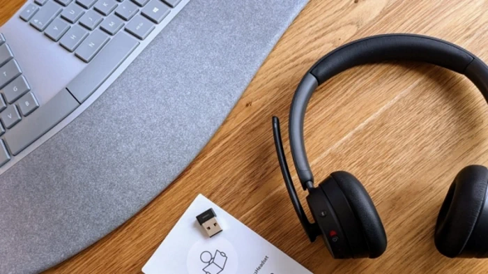 Microsoft Surface headphones and ergonomic keyboard